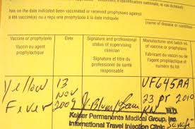 Yellow fever Certificate Kenya